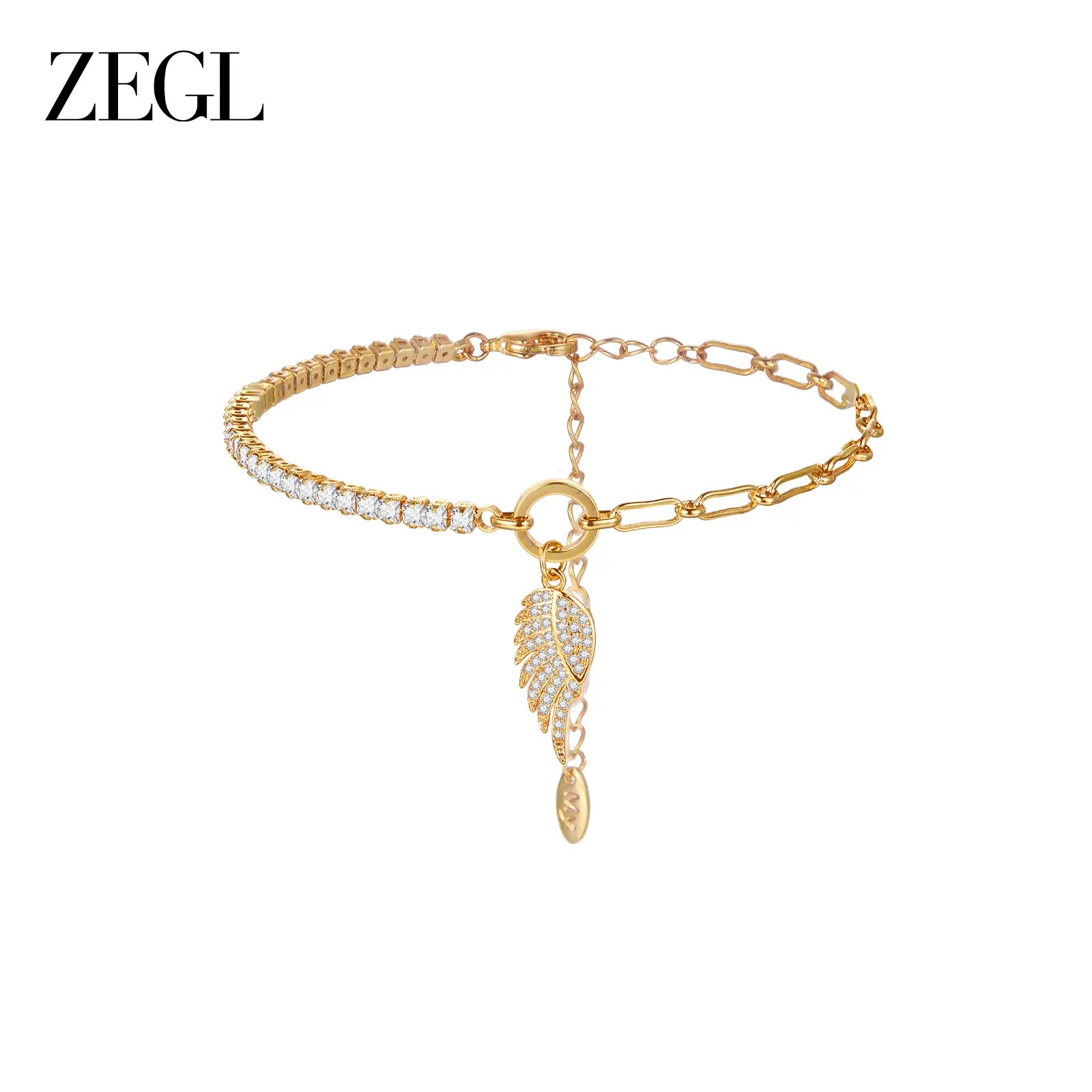 ZEGL 14K Gold Layering Bracelet & Necklace Set (Women'S) — Gold-Plated Textured Chain with Micro-Set Crystal Pendant; a Lucky Talisman and Stylish Gift for 2026 Trends