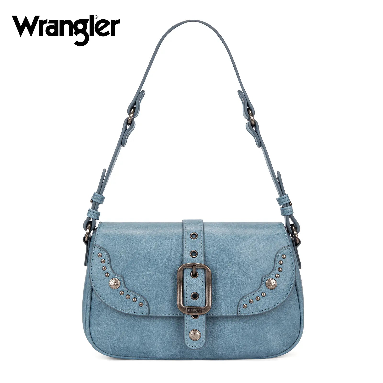 Wrangler Shoulder Bag for Women Leopard Hobo Purse Underarm Handbag with Buckle, Studs & Crossbody Strap