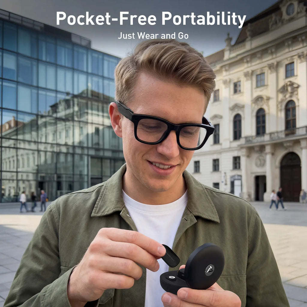 PRISMXR Carina C2 Wearable Battery Pack for Ray-Ban Meta Wayfarer (Regular & Large Only) | Magnetic Snap-On Charger | Ultra-Light Portable Power | 14-19H Extra Battery Life | Glasses Not Included