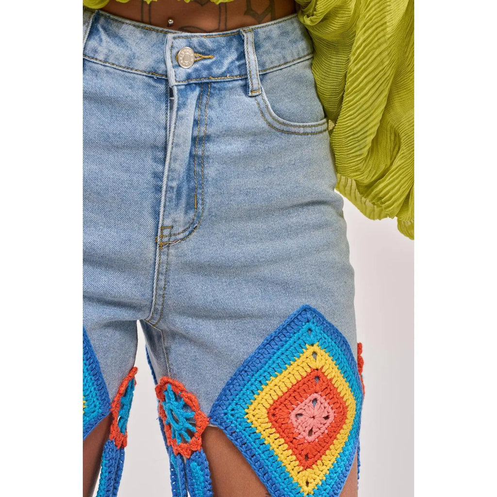OUT of OFFICE CROCHET DENIM JEANS