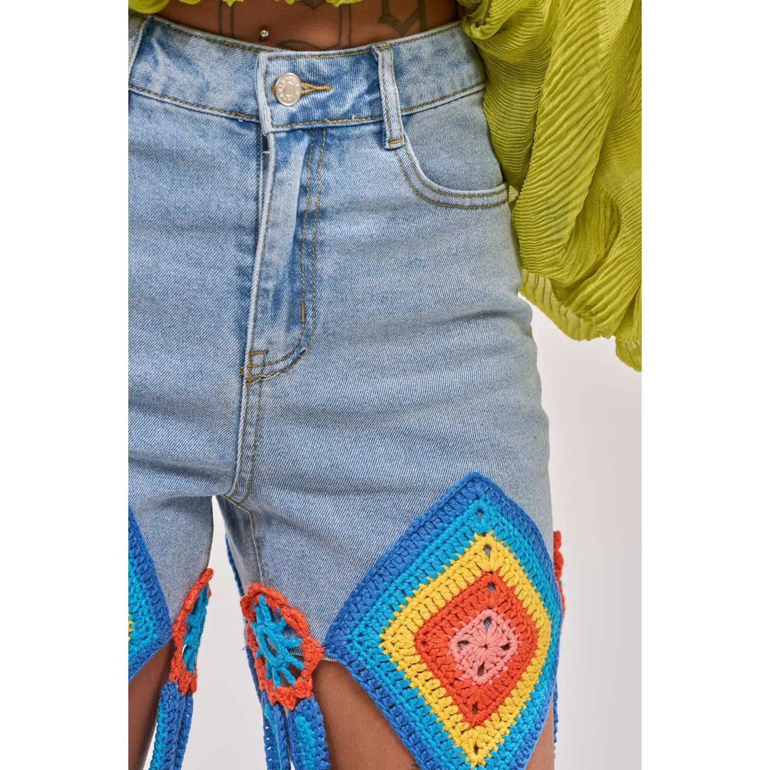 OUT of OFFICE CROCHET DENIM JEANS