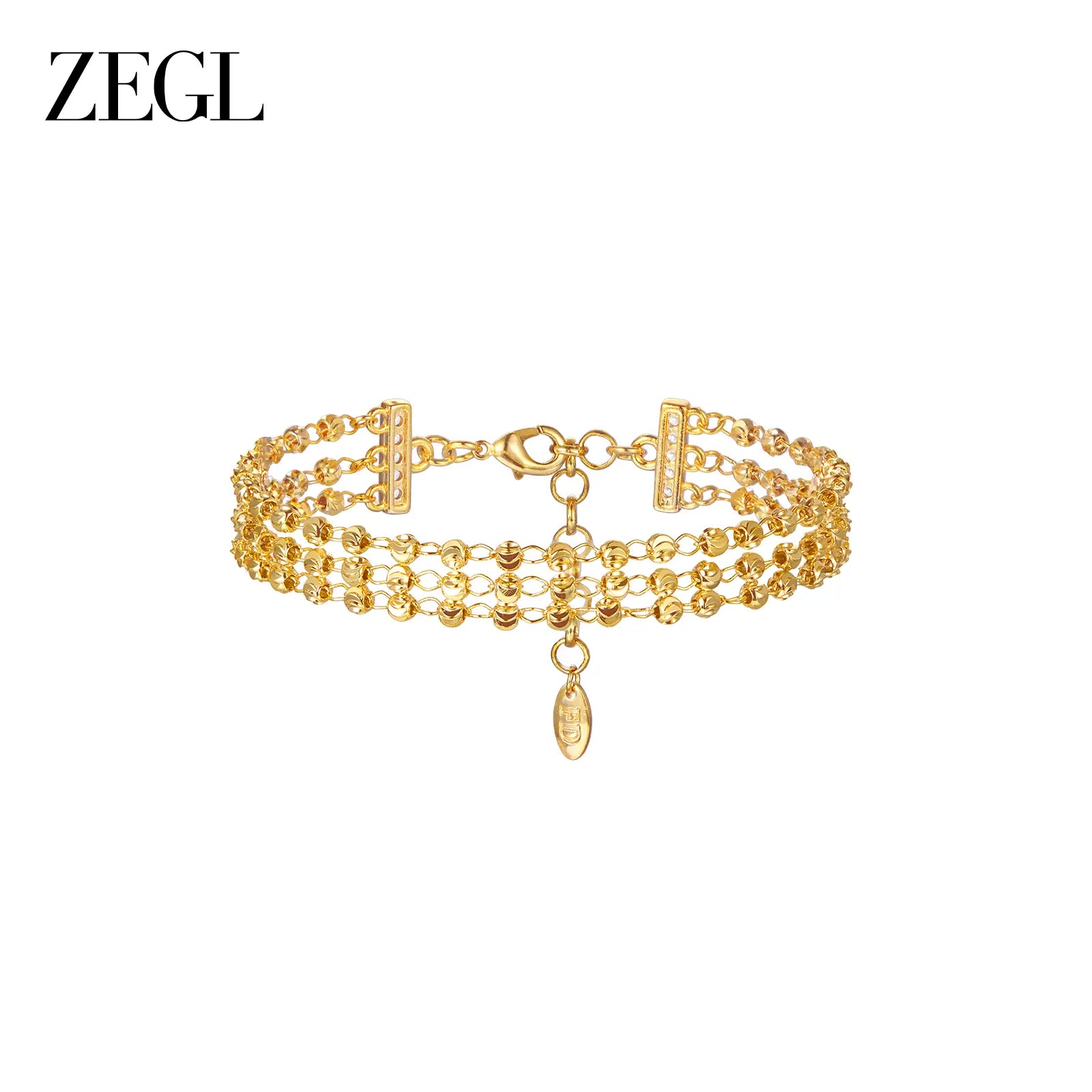 ZEGL 14K Gold Layering Bracelet & Necklace Set (Women'S) — Gold-Plated Textured Chain with Micro-Set Crystal Pendant; a Lucky Talisman and Stylish Gift for 2026 Trends