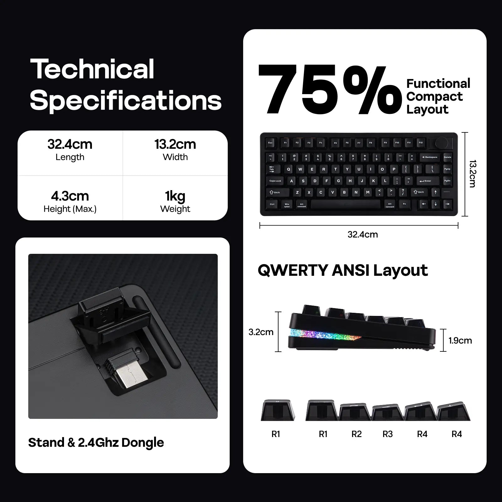 EPOMAKER HE75 V2 Hall Effect Gaming Keyboard, 8K Polling & 0.1Ms, 8000Mah & 2.4Ghz/Bt, Hot Swap Key & Knob, 0.005Mm Adjustable Actuation, Rapid Triggering, Creamy & Thocky