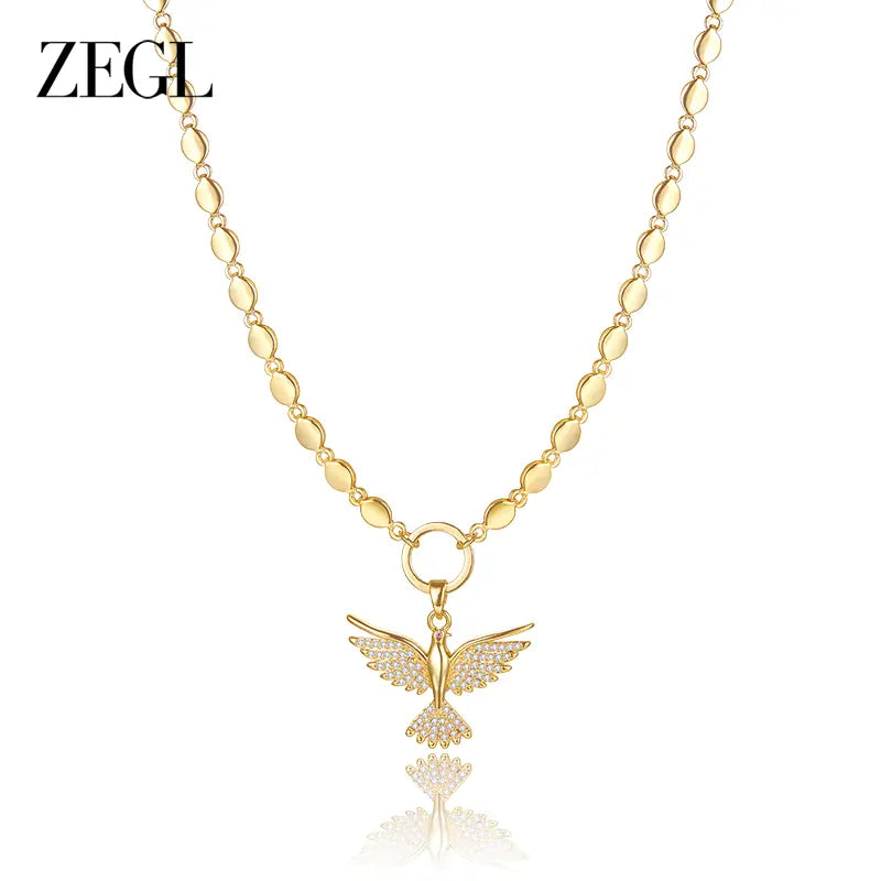 ZEGL 14K Gold Layering Bracelet & Necklace Set (Women'S) — Gold-Plated Textured Chain with Micro-Set Crystal Pendant; a Lucky Talisman and Stylish Gift for 2026 Trends