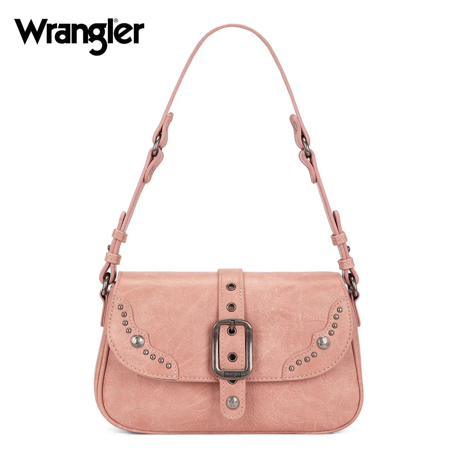 Wrangler Shoulder Bag for Women Leopard Hobo Purse Underarm Handbag with Buckle, Studs & Crossbody Strap