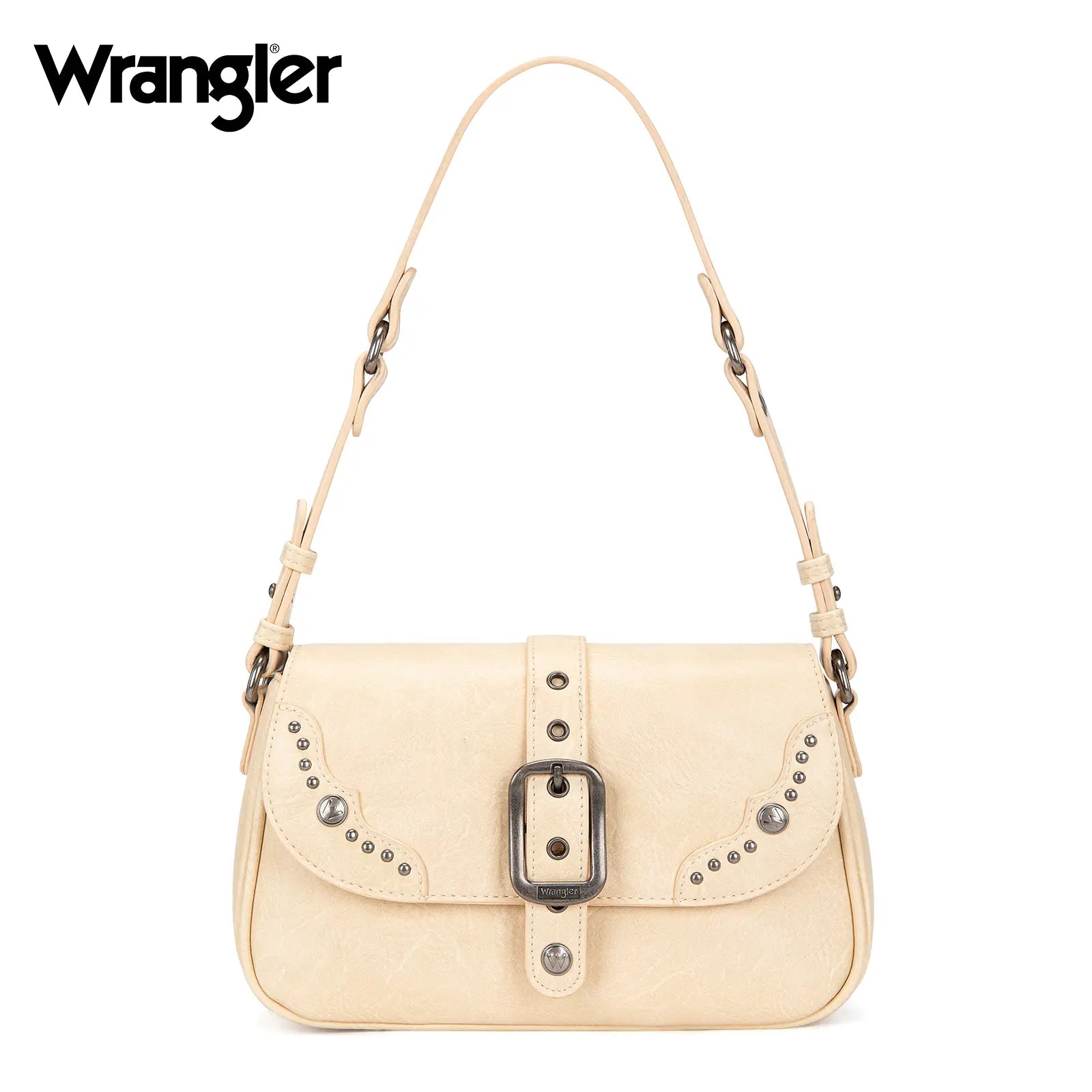 Wrangler Shoulder Bag for Women Leopard Hobo Purse Underarm Handbag with Buckle, Studs & Crossbody Strap