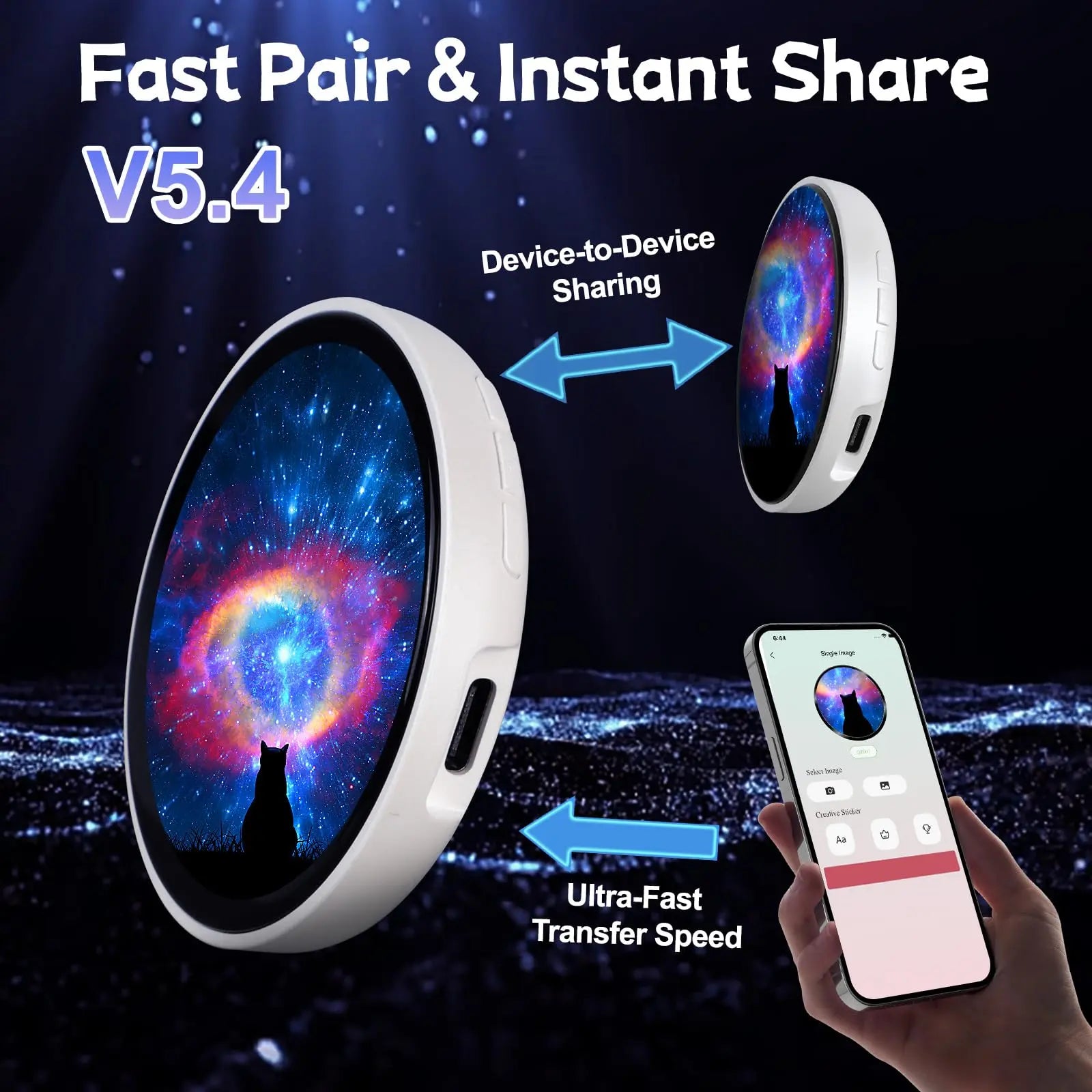 Digital Anime Badge, 1.85-Inch Retina HD Touchscreen, 360×360 Resolution, Peer-To-Peer Wireless Sharing, Customizable Gif/Video Display, Electronic Pin for Anime Conventions, Concerts, Sports Games, Holiday Gifts