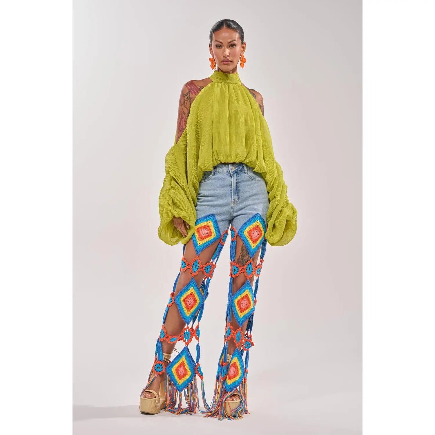 OUT of OFFICE CROCHET DENIM JEANS