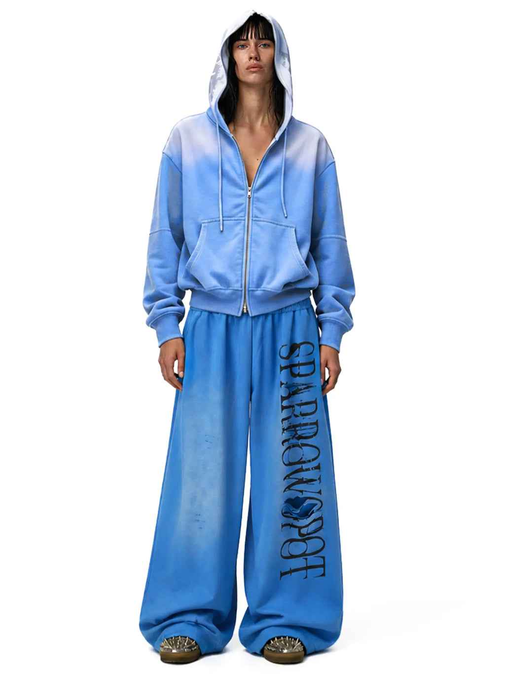 FDR Distressed Washed Wide Leg Sweatpants for Women & Men, Baggy Drawstring Cuff Pants with Letter Print, Vintage Faded Wash Streetwear Joggers Everyday Casual Pant Summerwins