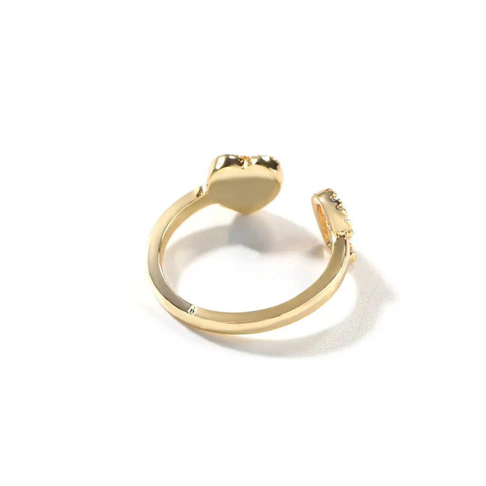 Initial Rings for Women Girls - Adjustable Letter A-Z Initial Ring Dainty Heart Zirconia Rings for Women Teen Girl Gifts