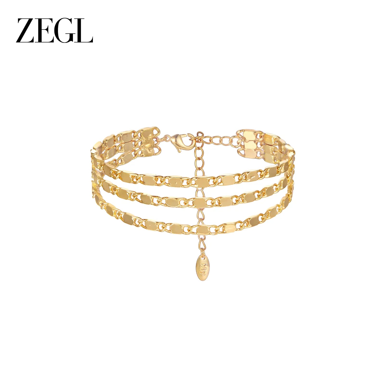 ZEGL 14K Gold Layering Bracelet & Necklace Set (Women'S) — Gold-Plated Textured Chain with Micro-Set Crystal Pendant; a Lucky Talisman and Stylish Gift for 2026 Trends