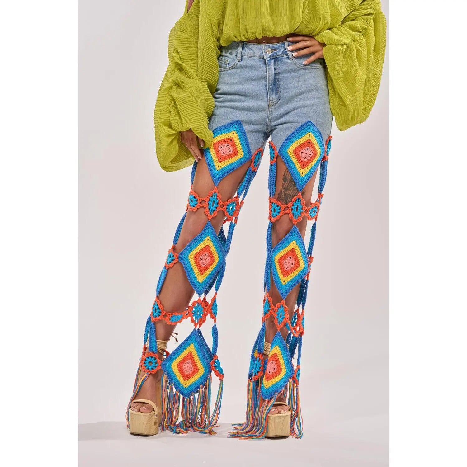OUT of OFFICE CROCHET DENIM JEANS