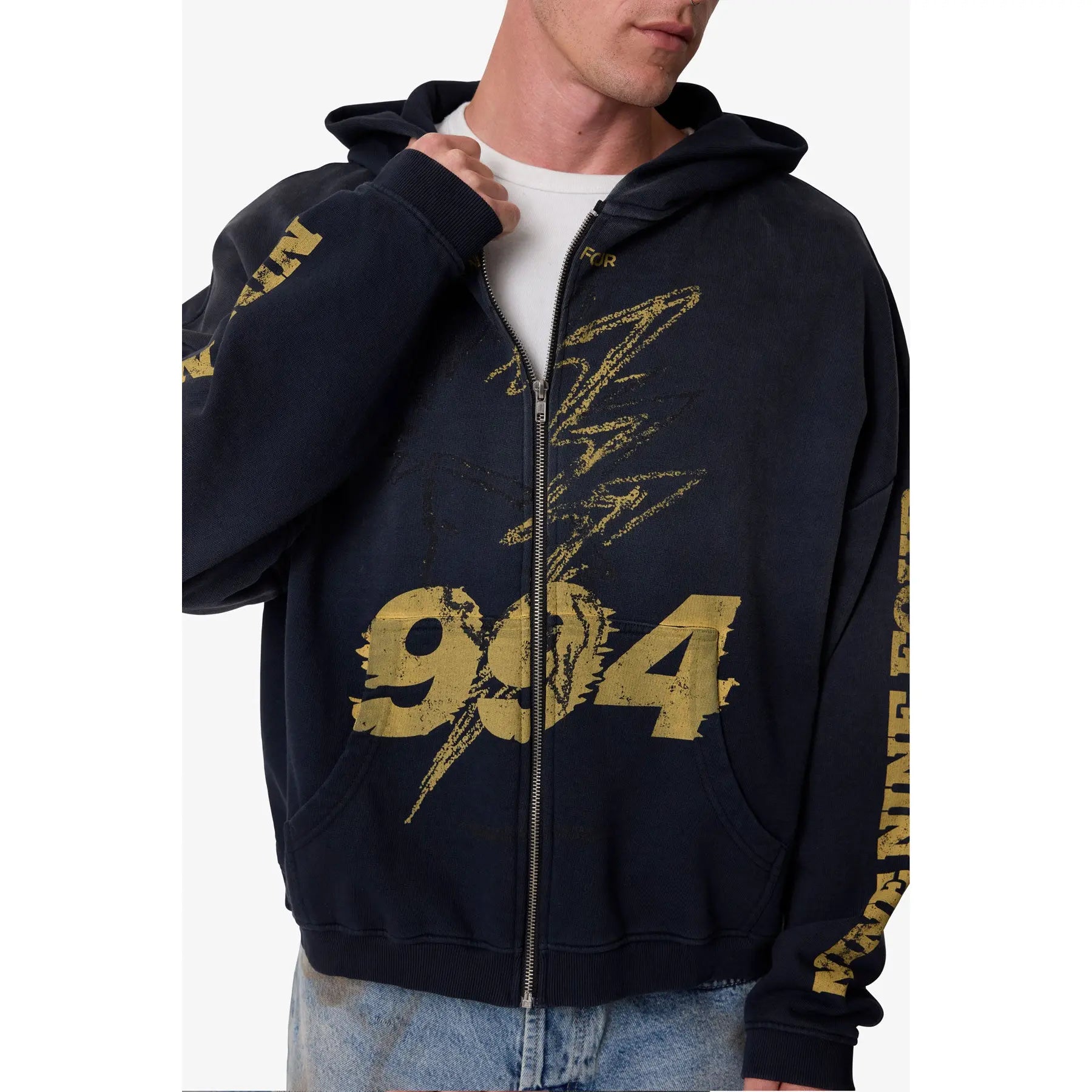 Mnml Quiet Zip up Hoodie - Washed Black