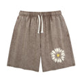 Holafish Summer Vintage Printed Acid Wash Sweat Shorts, Unisex Casual Streetwear Bottoms with Drawstring and Convenient Pockets Baggy Comfy