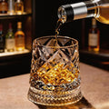 Luxury 360° Spinning Crystal Glass -Star-Cut Stress Relief Whiskey & Wine Glass,Elegant European Barware Gift, Rotating Glasscup Spinning Glass Cup Gift an Illuminated Base Summerwins,Summerwins