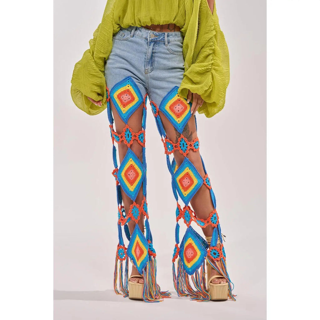 OUT of OFFICE CROCHET DENIM JEANS