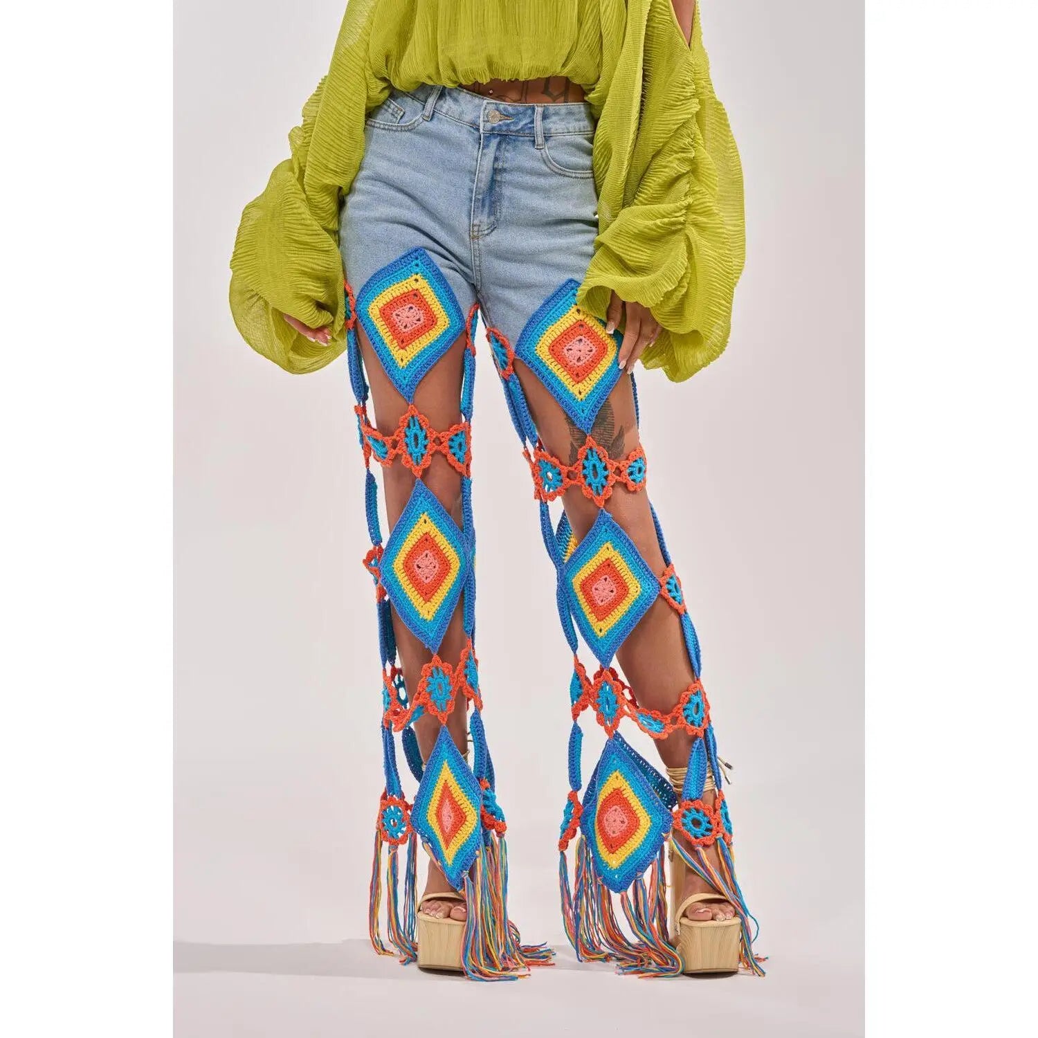 OUT of OFFICE CROCHET DENIM JEANS