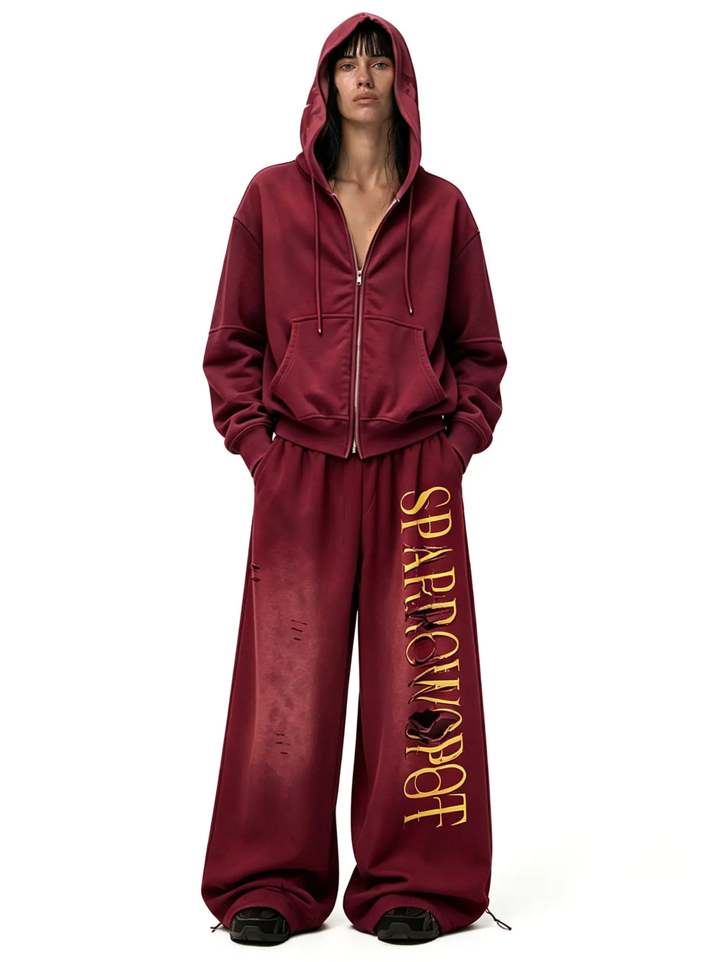 FDR Distressed Washed Wide Leg Sweatpants for Women & Men, Baggy Drawstring Cuff Pants with Letter Print, Vintage Faded Wash Streetwear Joggers Everyday Casual Pant Summerwins