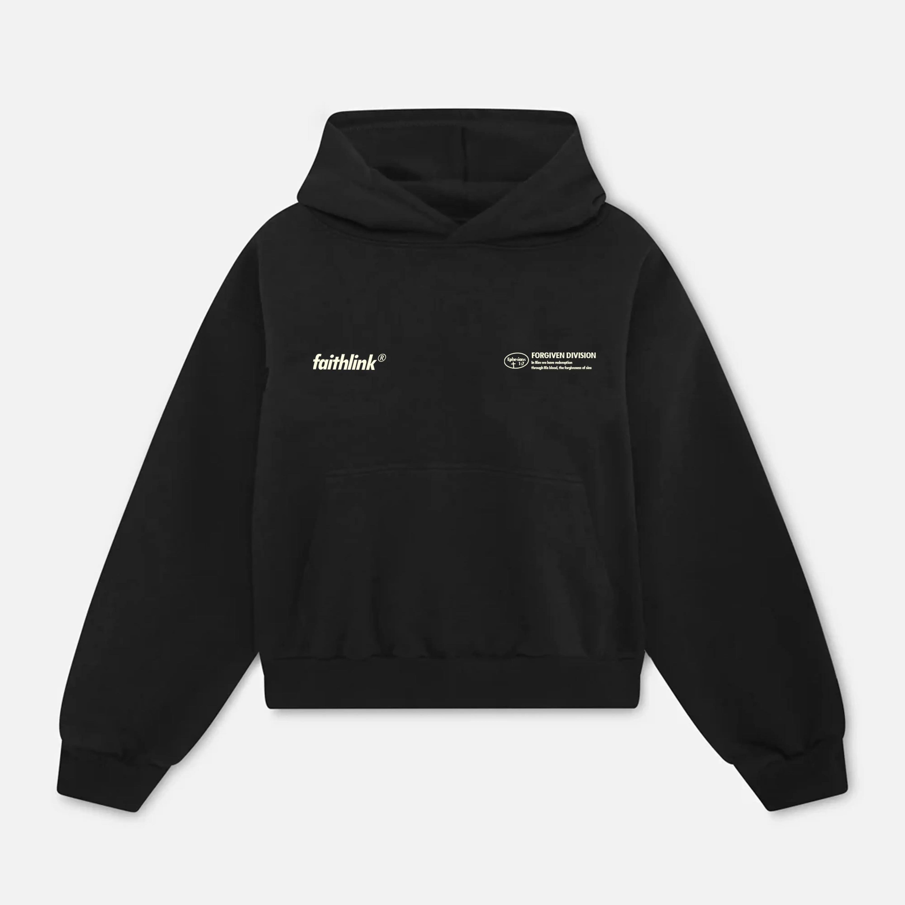 Faith Link Co. - Forgiven Hoodie - 100% Premium Cotton, Message-Driven and Scripture-Based Design (Ephesians 1:7)