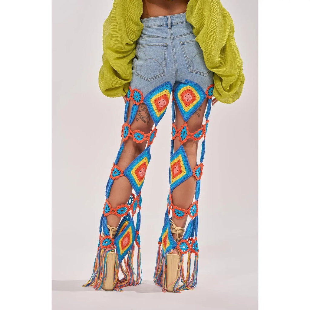 OUT of OFFICE CROCHET DENIM JEANS
