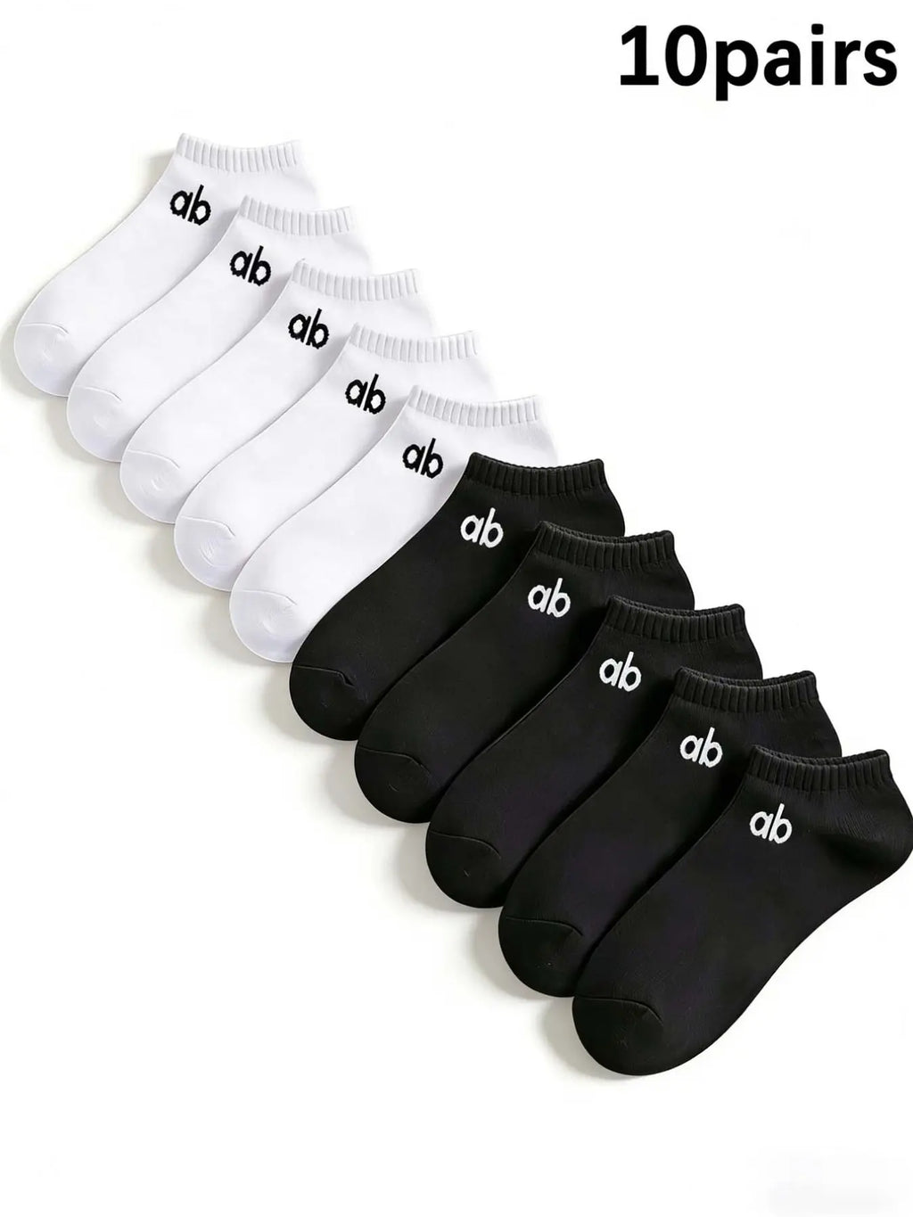 10 Pairs Unisex Letter Solid Color Ankle Socks, Comfortable Soft Breathable Casual Boat Socks for Spring Summer Daily Wear, Breathable Comfy Socks