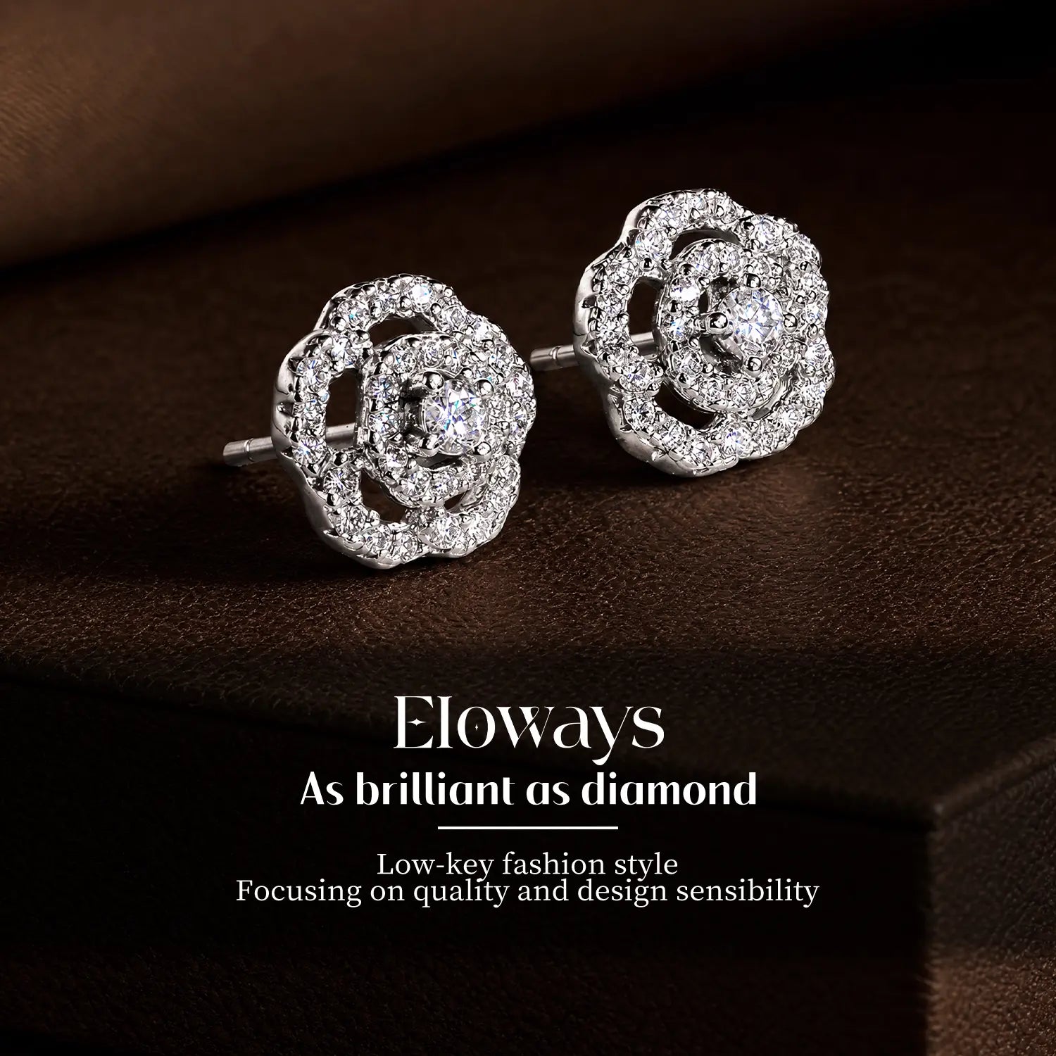 0.53Ct Double Halo Rose Flower Moissanite Stud Earrings D Color VVS1 S925 Sterling Silver Camellia Cluster Design Hypoallergenic Moissanite Jewelry Perfect Gift for Women Girls Birthday Mother'S Day Christmas Valentine'S Day Jewelry Box Included