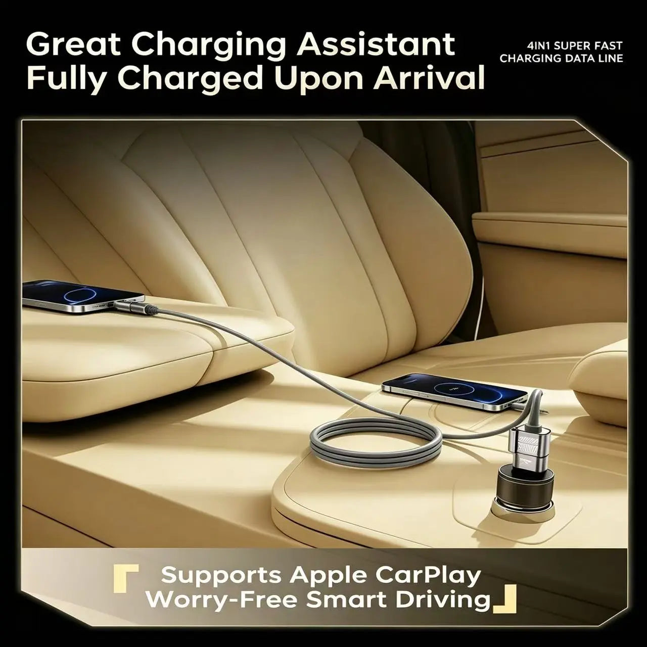 240W 4-In-1 Fast Charging Cable - USB-A, Type-C, Lightning Interfaces, 480Mbps Data Transfer, Liquid Silicone, Zinc Alloy Connector, 99% Compatibility for Electronic Devices (Iphone, Android, Laptops)