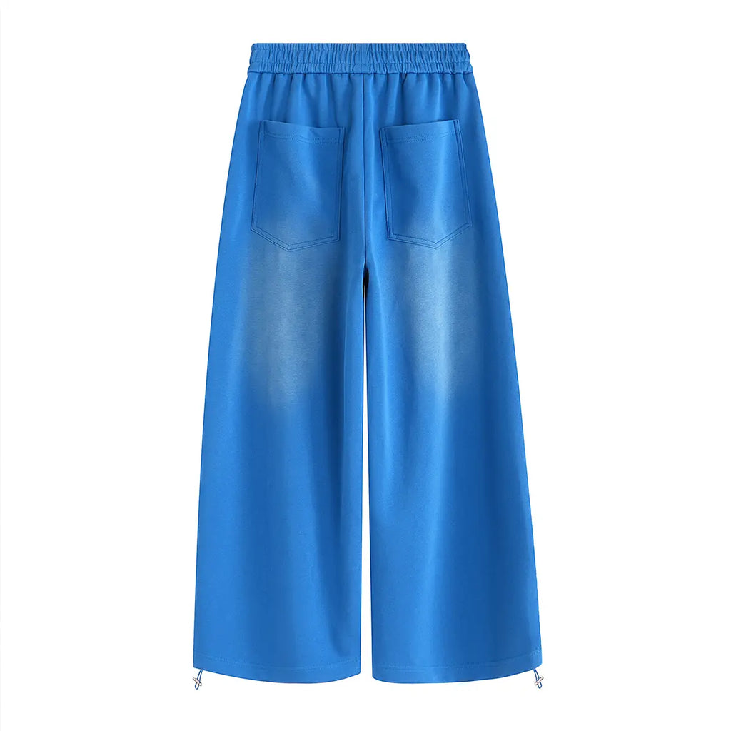 FDR Distressed Washed Wide Leg Sweatpants for Women & Men, Baggy Drawstring Cuff Pants with Letter Print, Vintage Faded Wash Streetwear Joggers Everyday Casual Pant Summerwins