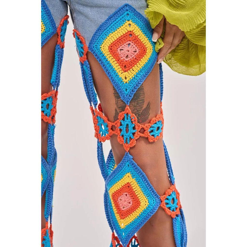 OUT of OFFICE CROCHET DENIM JEANS